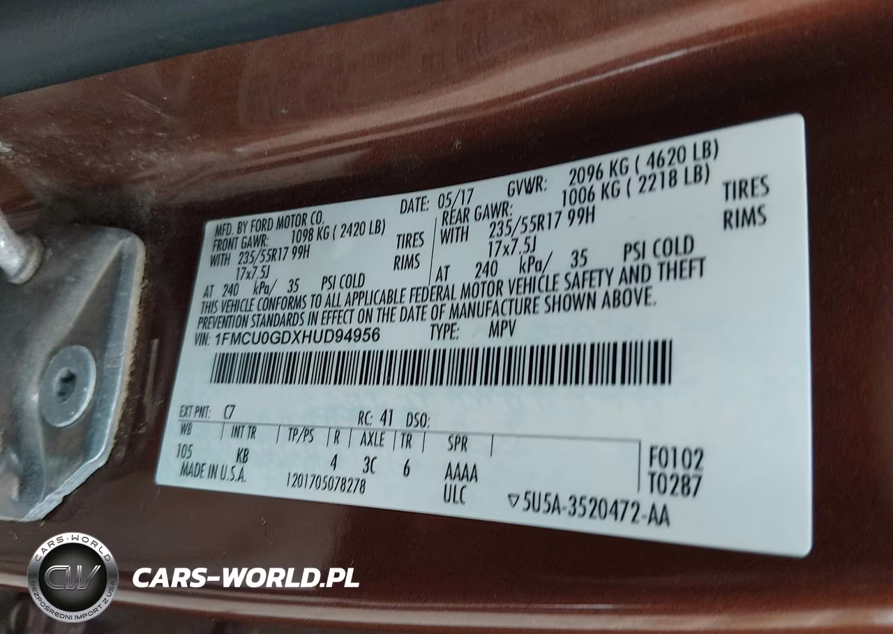 2017 Ford Escape Se VIN:1FMCU0GDXHUD94956 - 9