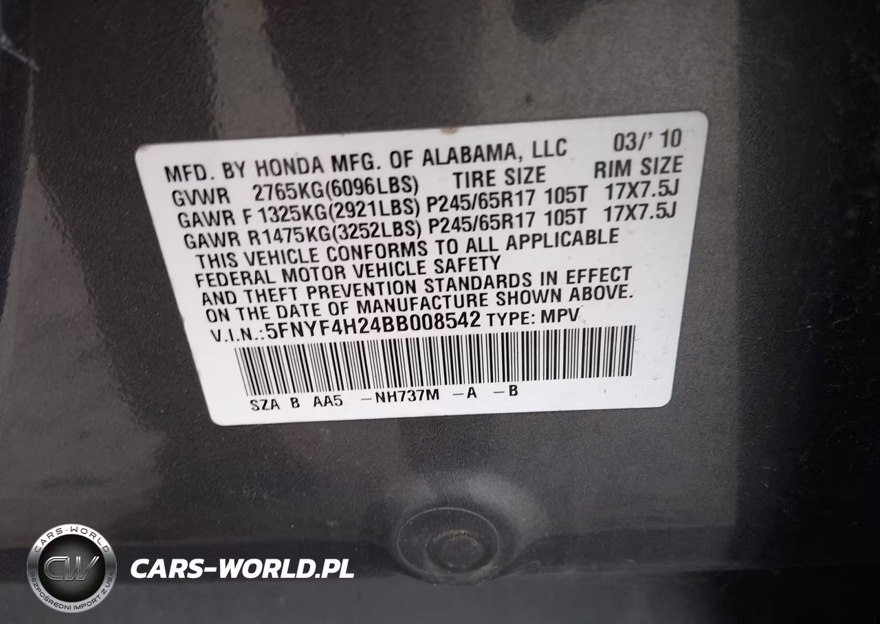 2011 Honda Pilot Lx VIN:5FNYF4H24BB008542 - 9