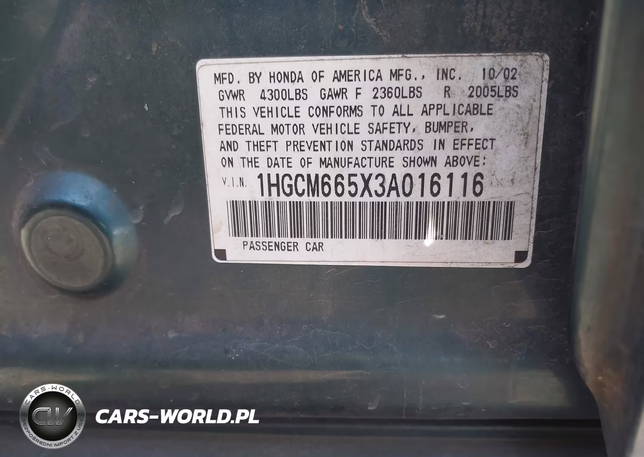 2003 Honda Accord 3.0 Ex VIN:1HGCM665X3A016116 - 9
