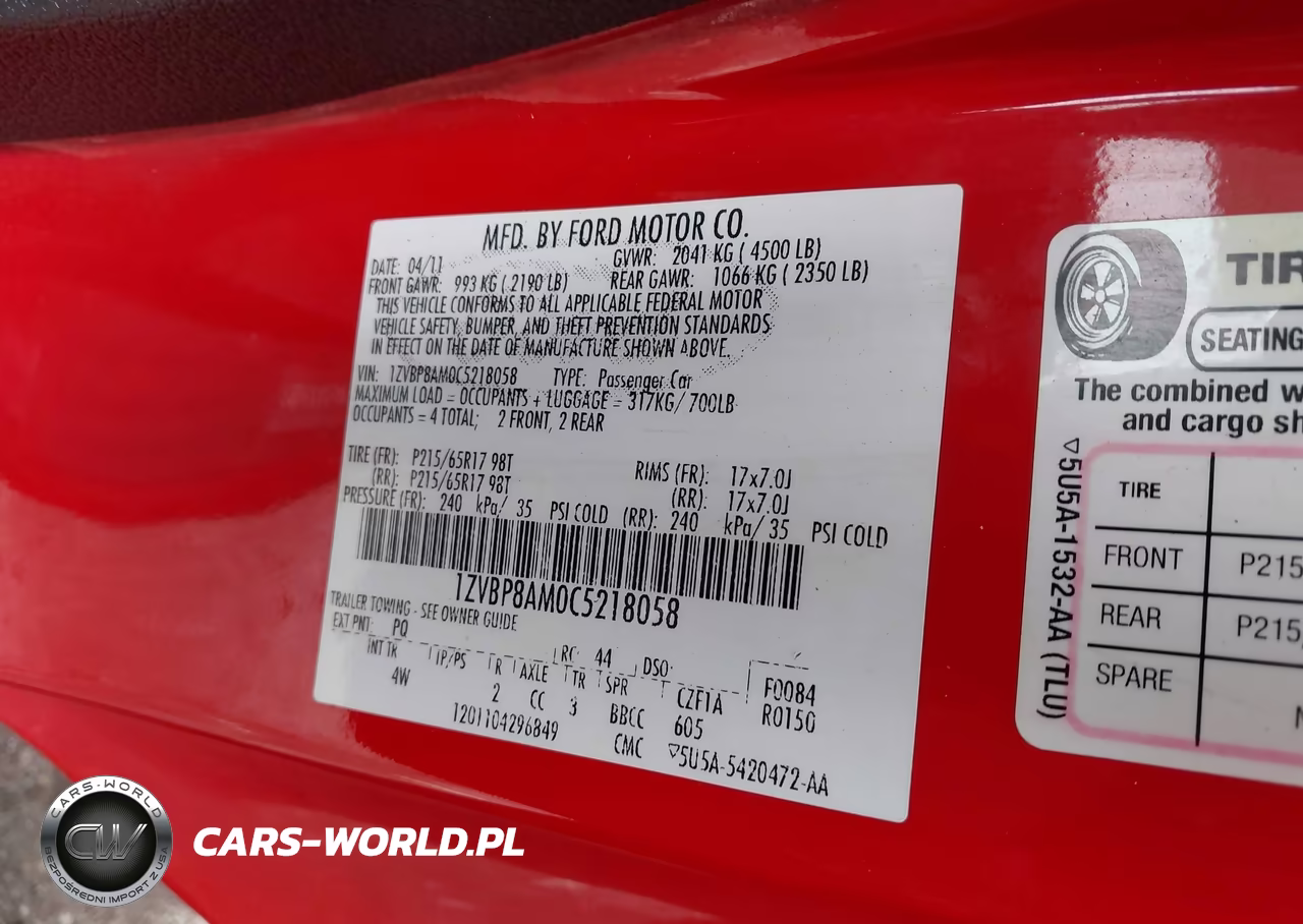 2012 Ford Mustang V6 Premium VIN:1ZVBP8AM0C5218058 - 9