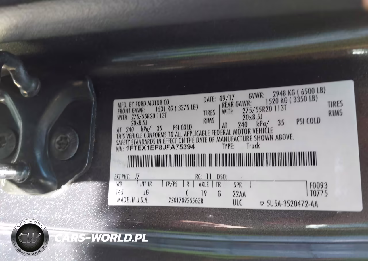 2018 Ford F-150 Xl VIN:1FTEX1EP8JFA75394 - 9