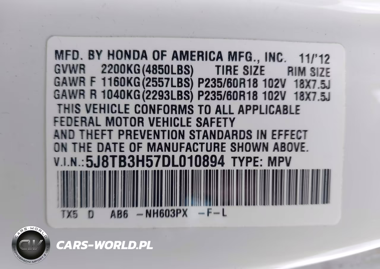 2013 Acura Rdx VIN:5J8TB3H57DL010894 - 9