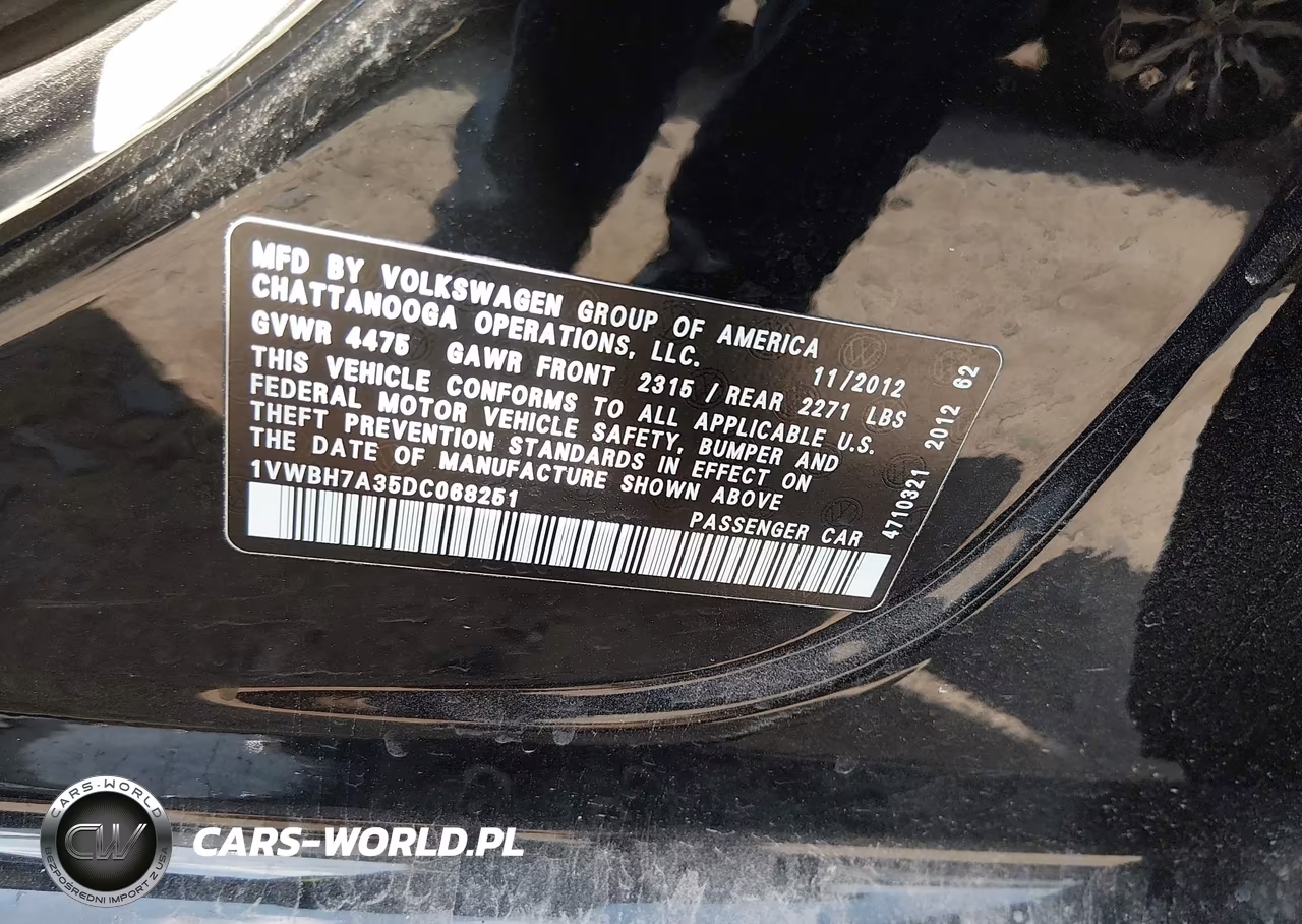 2013 Volkswagen Passat 2.5L Se VIN:1VWBH7A35DC068251 - 9