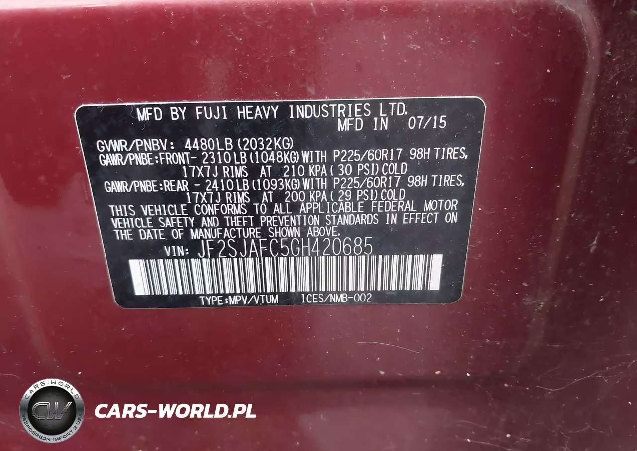 2016 Subaru Forester 2.5I Premium VIN:JF2SJAFC5GH420685 - 9