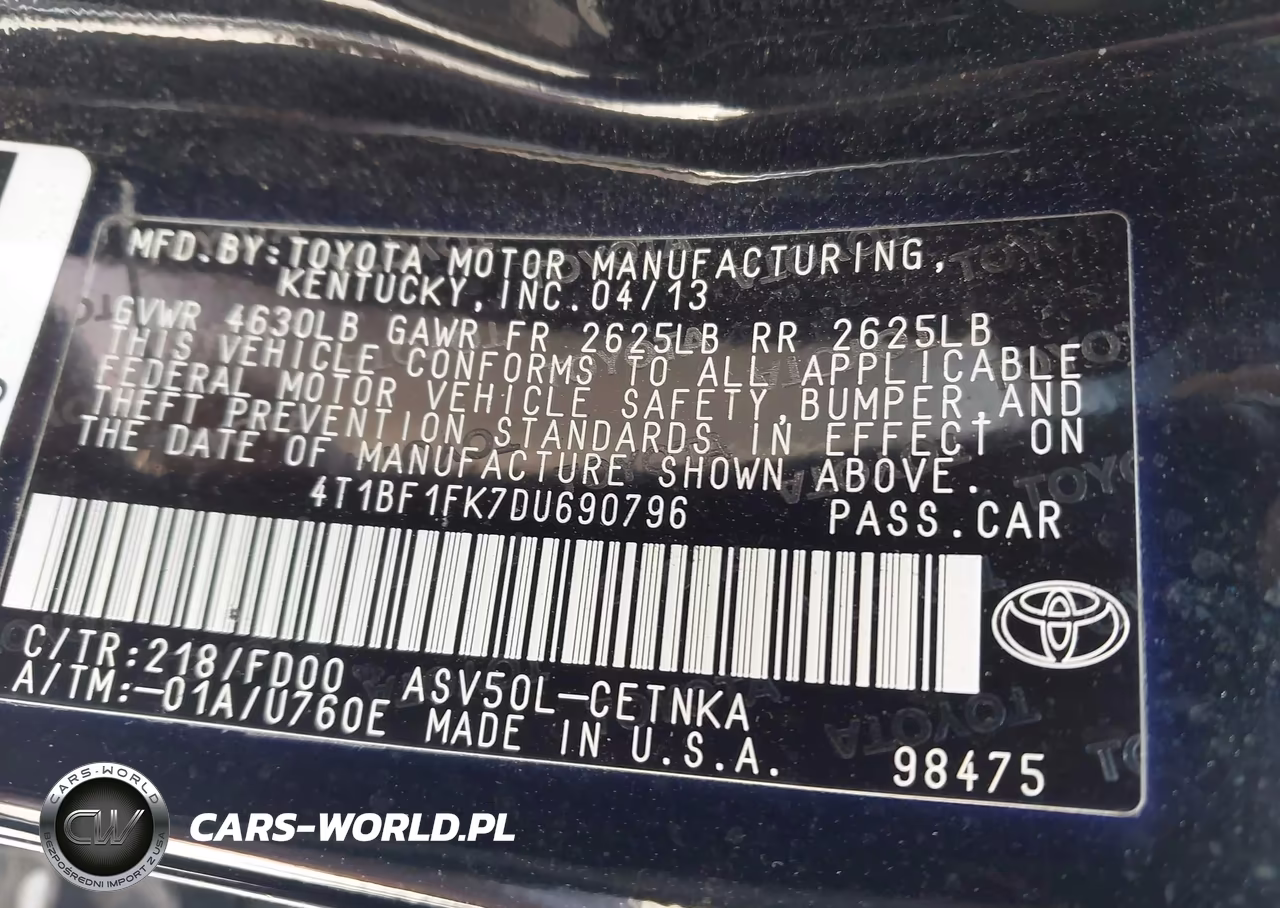 2013 Toyota Camry Le VIN:4T1BF1FK7DU690796 - 9