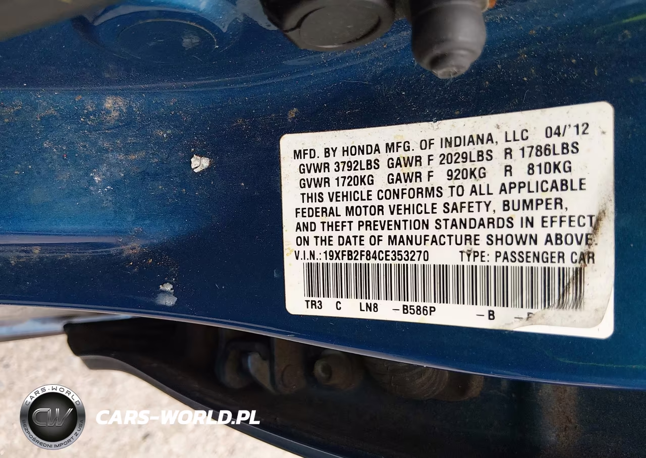 2012 Honda Civic Ex VIN:19XFB2F84CE353270 - 9