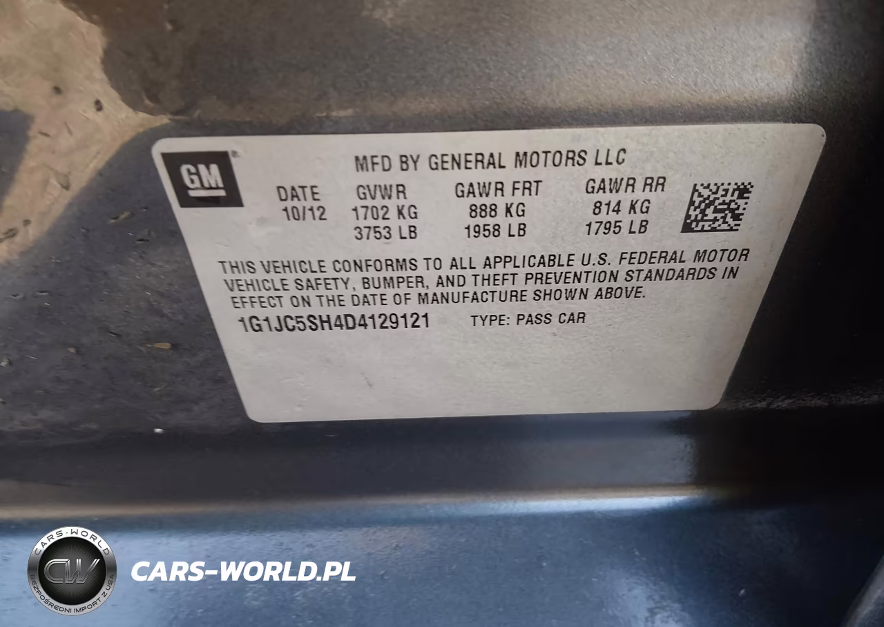 2013 Chevrolet Sonic Lt Auto VIN:1G1JC5SH4D4129121 - 9