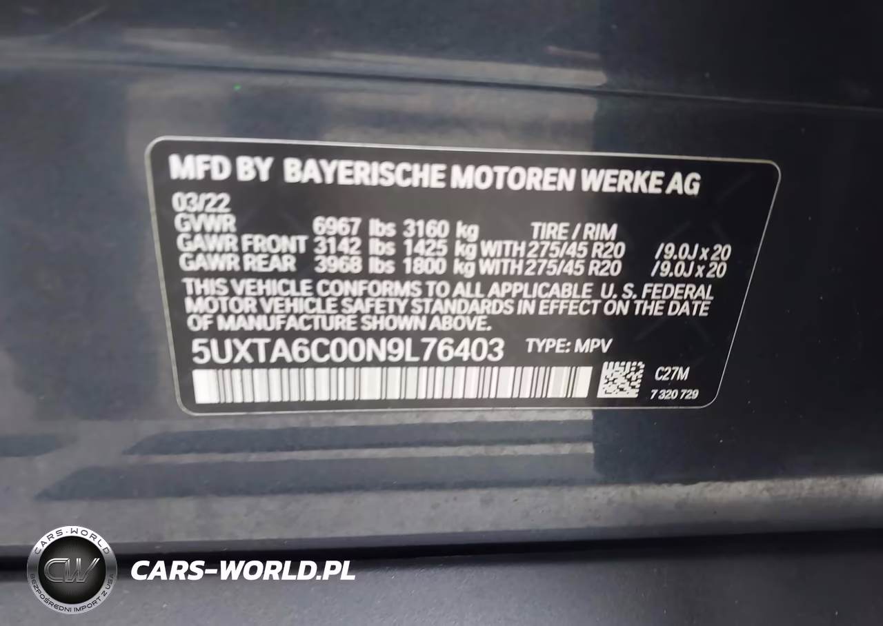 2022 BMW X5 xDrive45E VIN:5UXTA6C00N9L76403 - 9