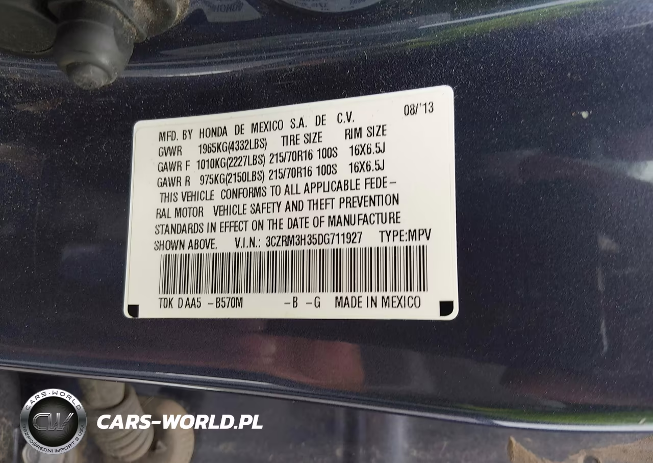 2013 Honda Cr-V Lx VIN:3CZRM3H35DG711927 - 9