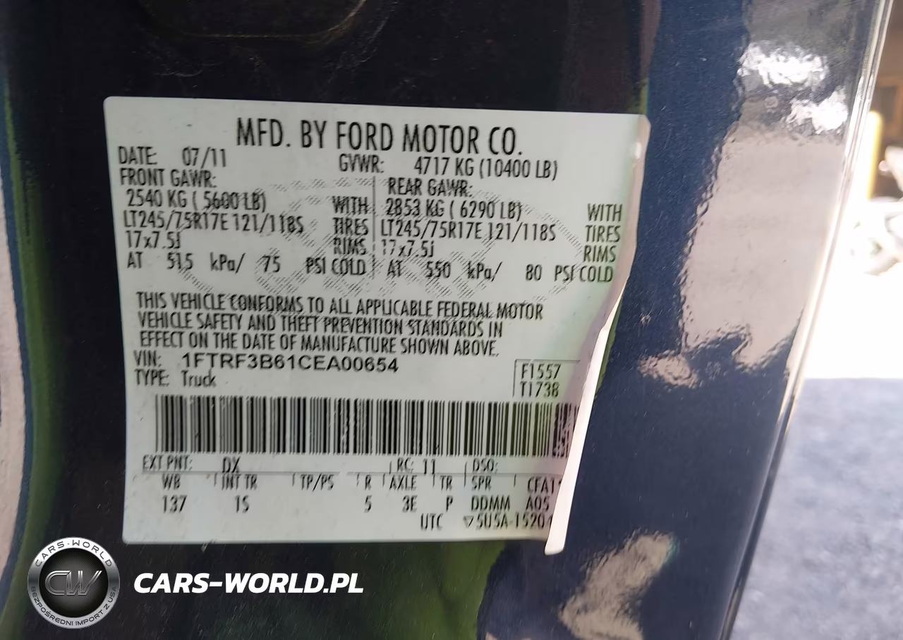 2012 Ford F-350 Xl VIN:1FTRF3B61CEA00654 - 8