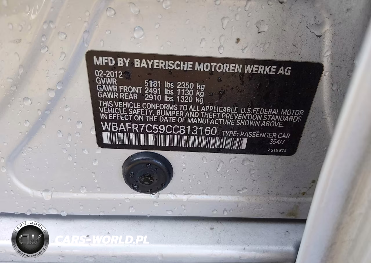 2012 BMW 535I VIN:WBAFR7C59CC813160 - 9