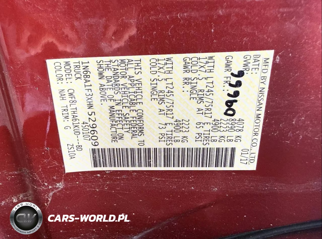 2017 Nissan Titan Xd Sv Diesel VIN:1N6BA1F3XHN529609 - 9