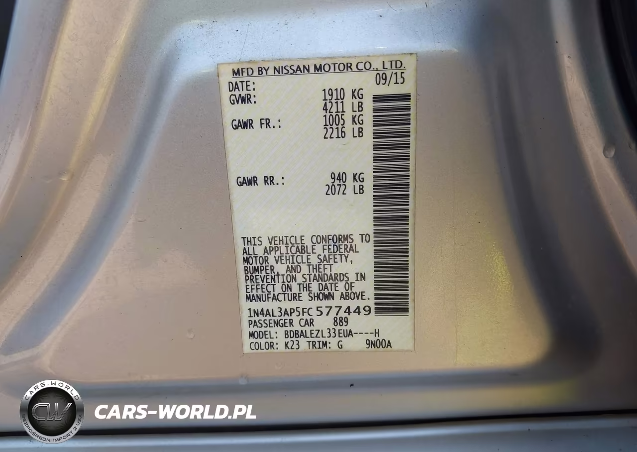2015 Nissan Altima 2.5 S VIN:1N4AL3AP5FC577449 - 9