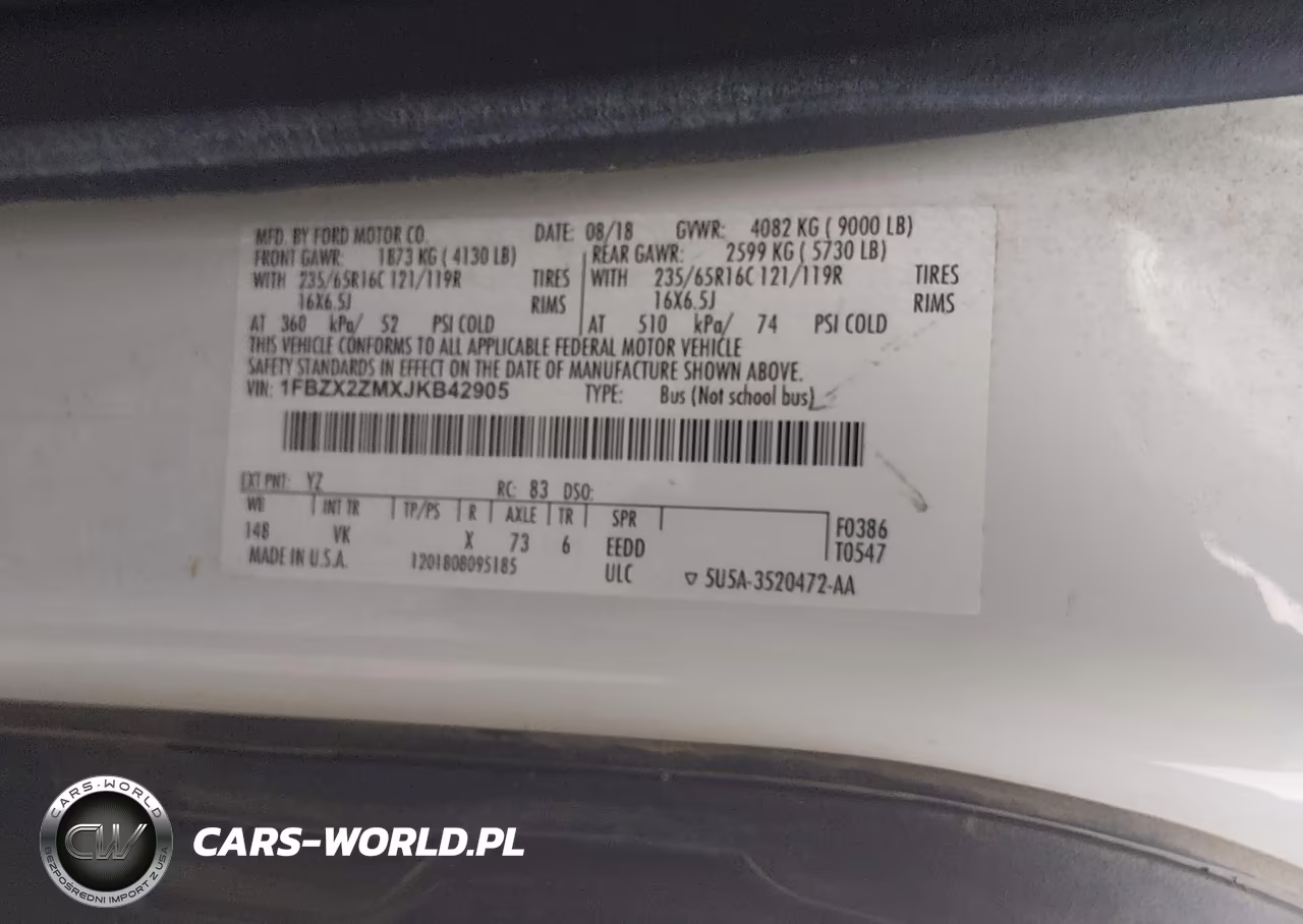 2018 Ford Transit-350 Xl VIN:1FBZX2ZMXJKB42905 - 9
