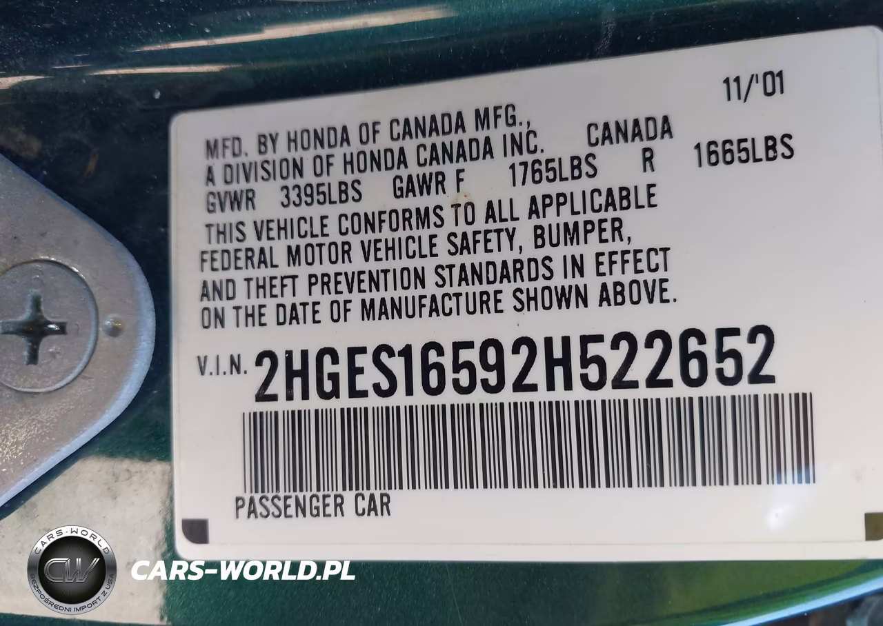 2002 Honda Civic Lx VIN:2HGES16592H522652 - 9