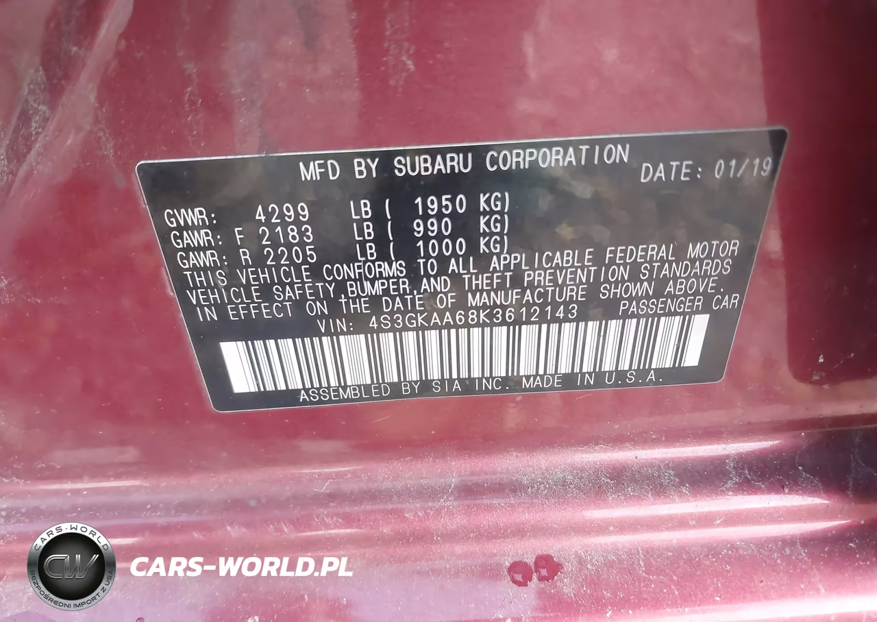 2019 Subaru Impreza 2.0I VIN:4S3GKAA68K3612143 - 9