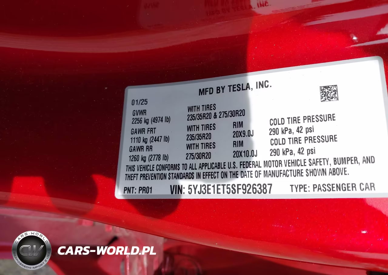 2025 Tesla Model 3 Performance All-Wheel Drive VIN:5YJ3E1ET5SF926387 - 9