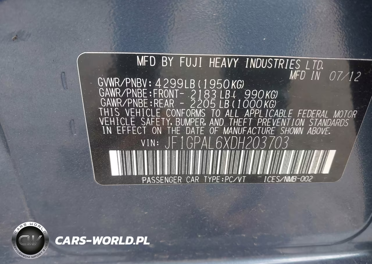 2013 Subaru Impreza Sport Premium VIN:JF1GPAL6XDH203703 - 9