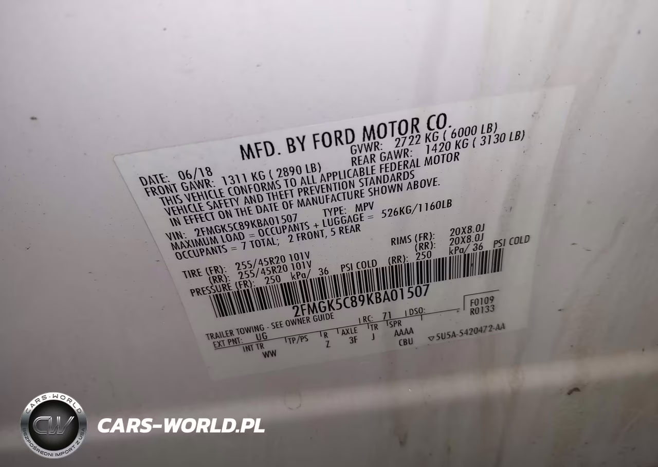 2019 Ford Flex Sel VIN:2FMGK5C89KBA01507 - 9