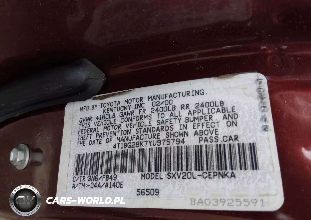 2000 Toyota Camry Le VIN:4T1BG28K7YU975794 - 9