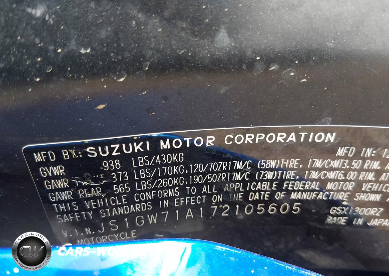 2007 Suzuki Gsx1300 Rz VIN:JS1GW71A172105605 - 10