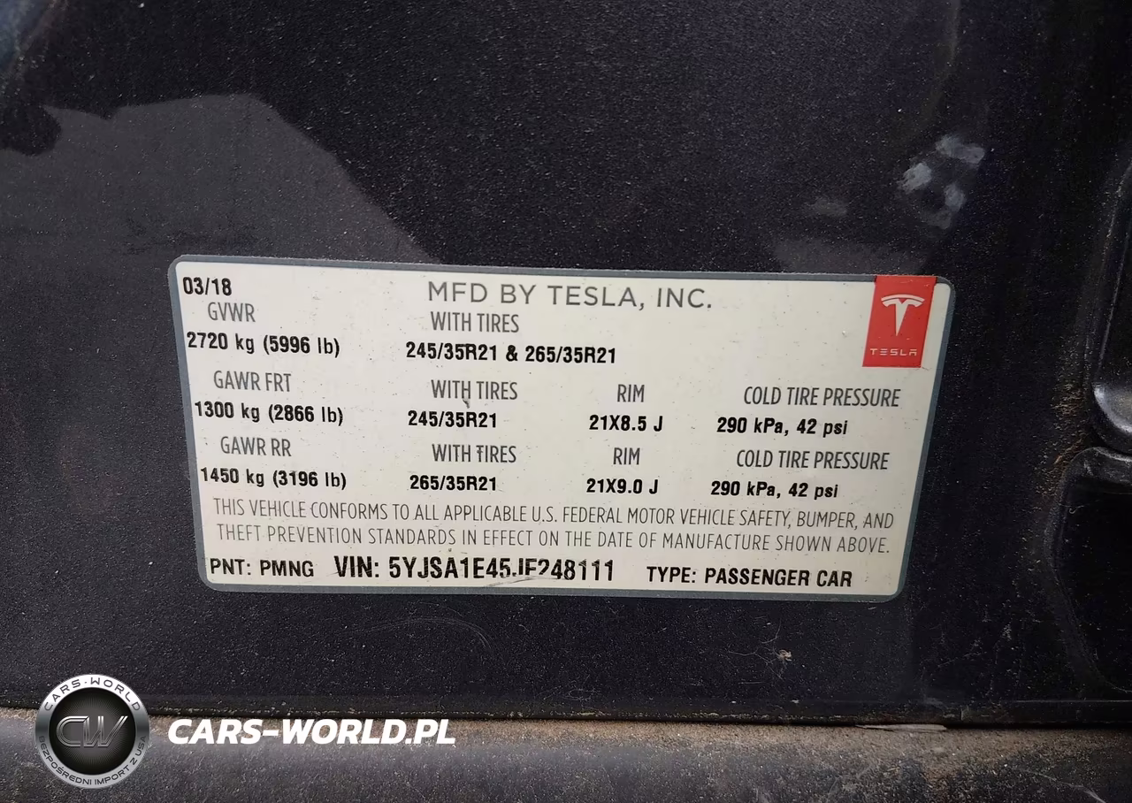 2018 Tesla Model S 100D-75D-P100D VIN:5YJSA1E45JF248111 - 9