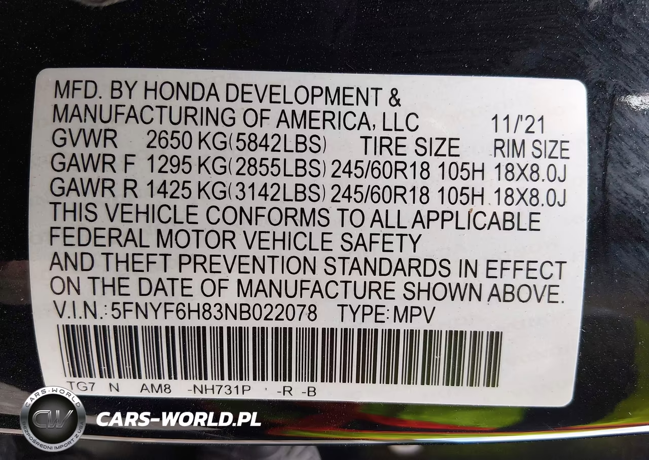 2022 Honda Pilot Trailsport VIN:5FNYF6H83NB022078 - 9