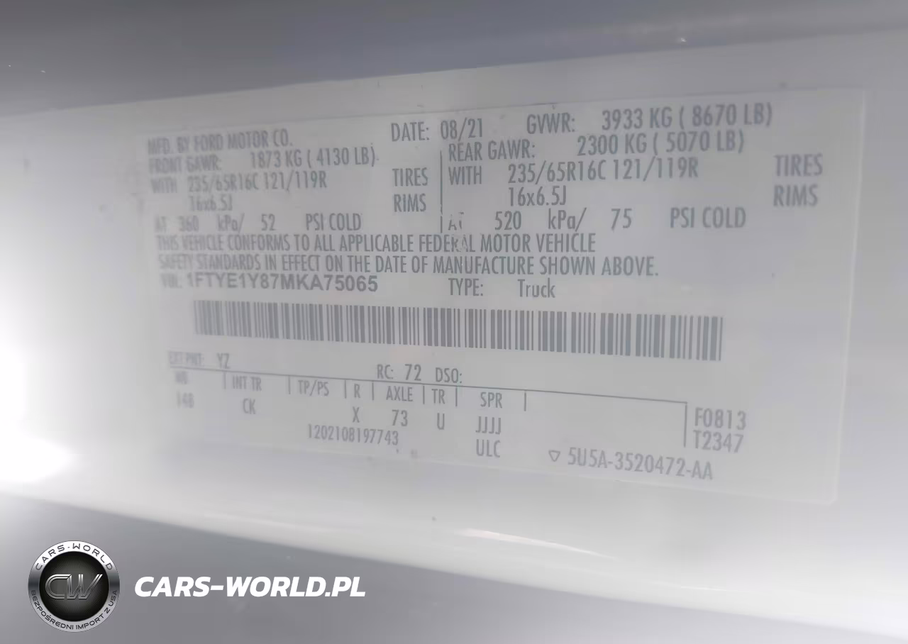 2021 Ford Transit-150 VIN:1FTYE1Y87MKA75065 - 9
