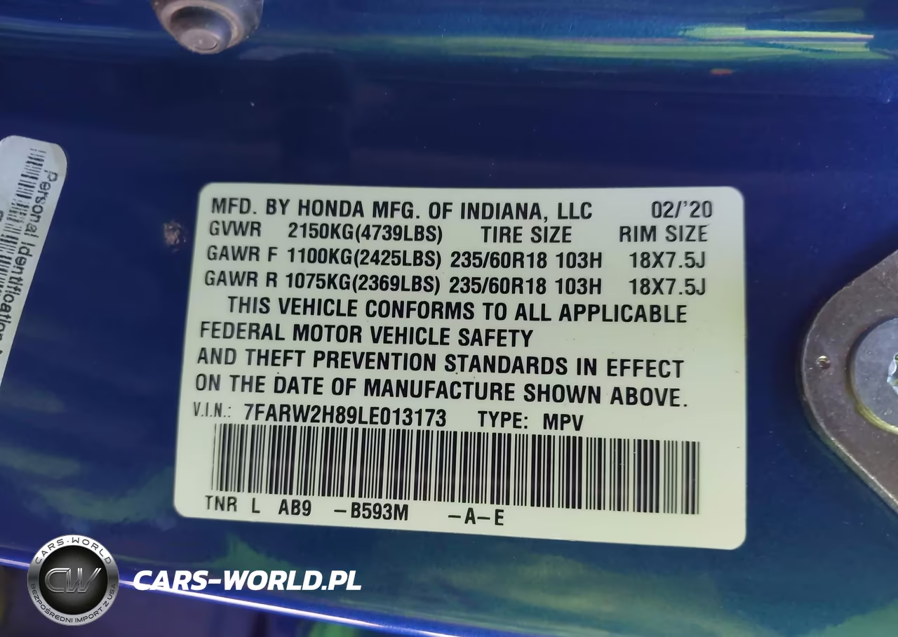 2020 Honda Cr-V Awd Ex-L VIN:7FARW2H89LE013173 - 9
