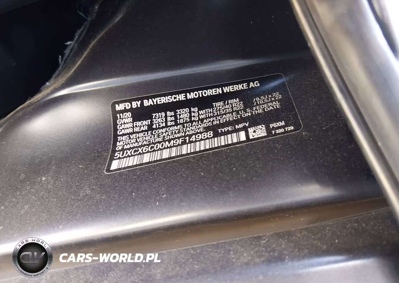 2021 BMW X7 M50I VIN:5UXCX6C00M9F14988 - 9
