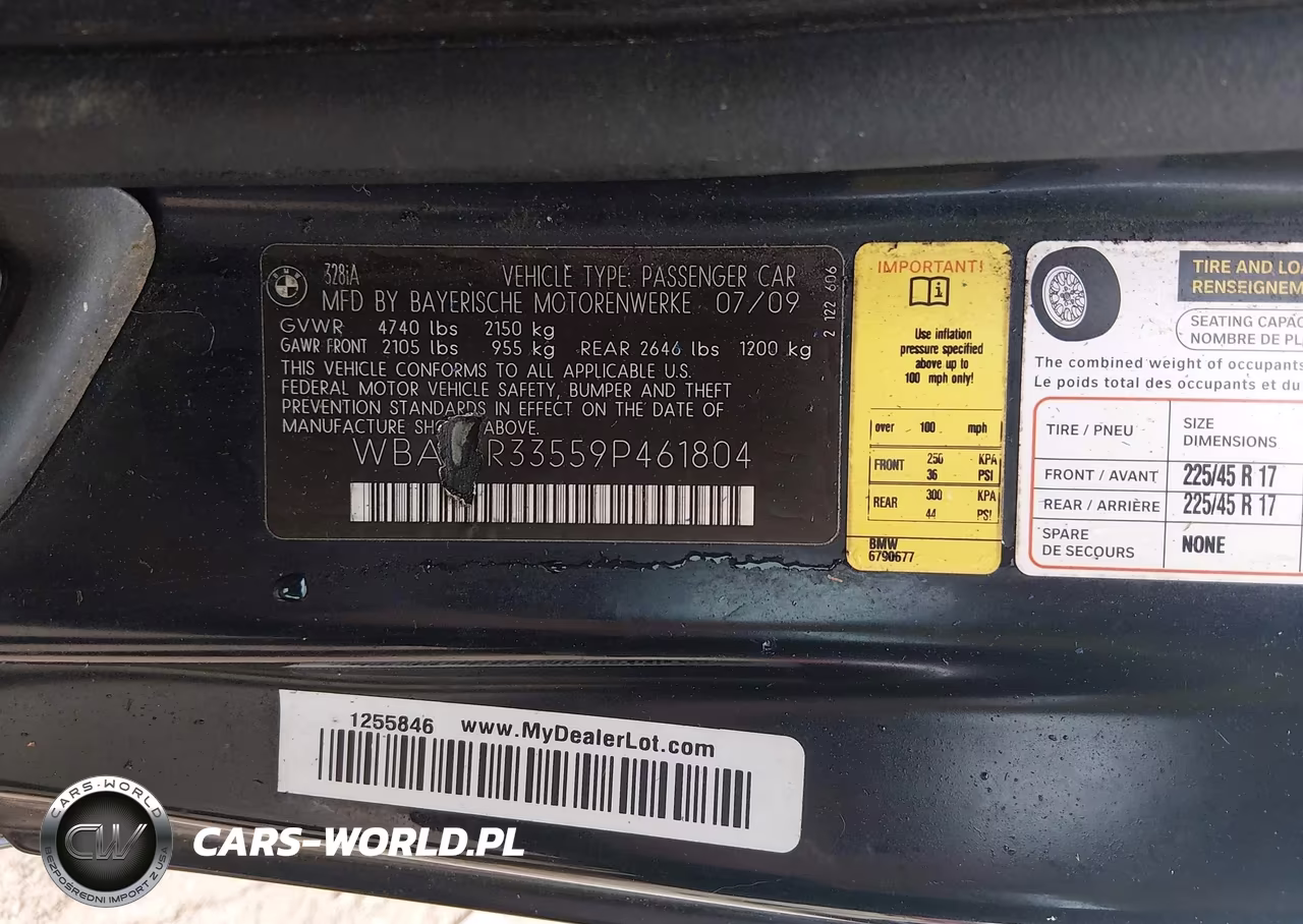 2009 BMW 328I VIN:WBAWR33559P461804 - 9