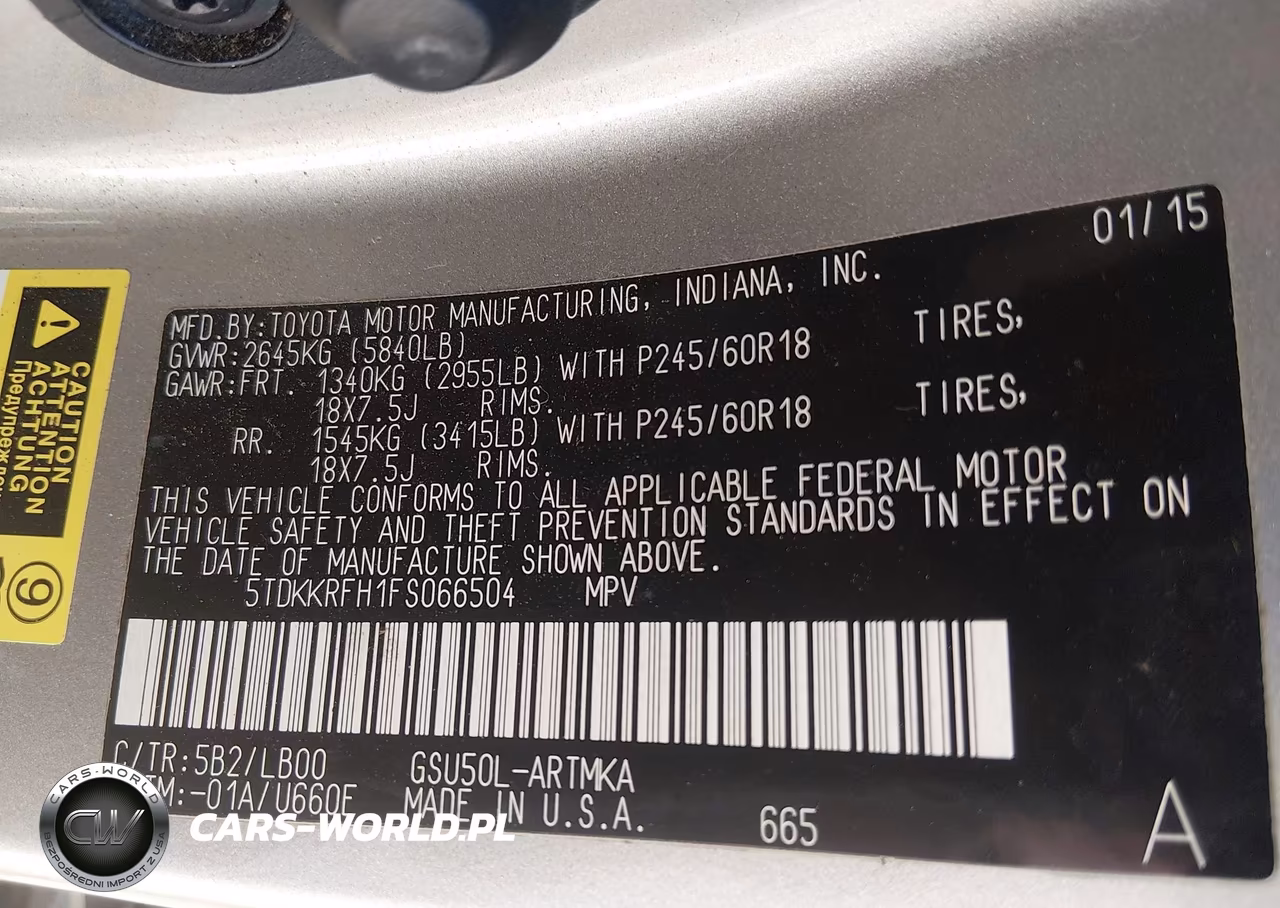 2015 Toyota Highlander Xle V6 VIN:5TDKKRFH1FS066504 - 9