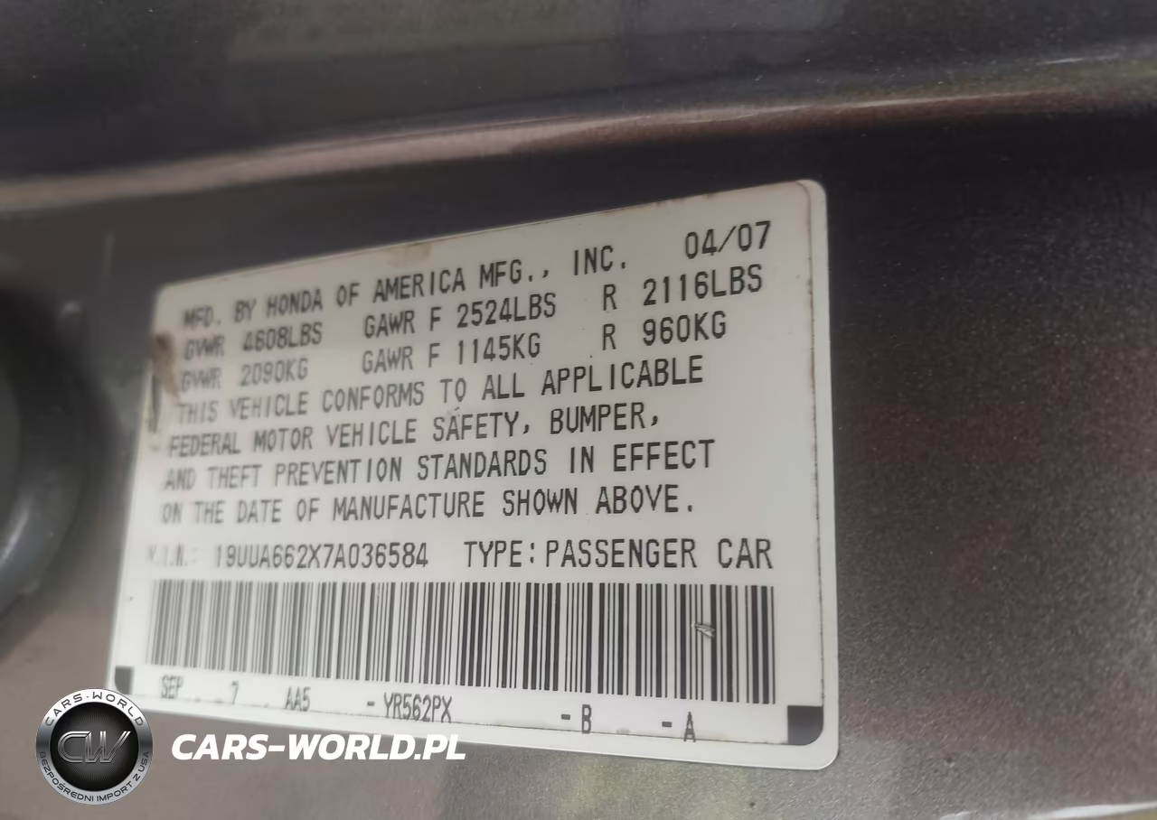 2007 Acura Tl 3.2 VIN:19UUA662X7A036584 - 9