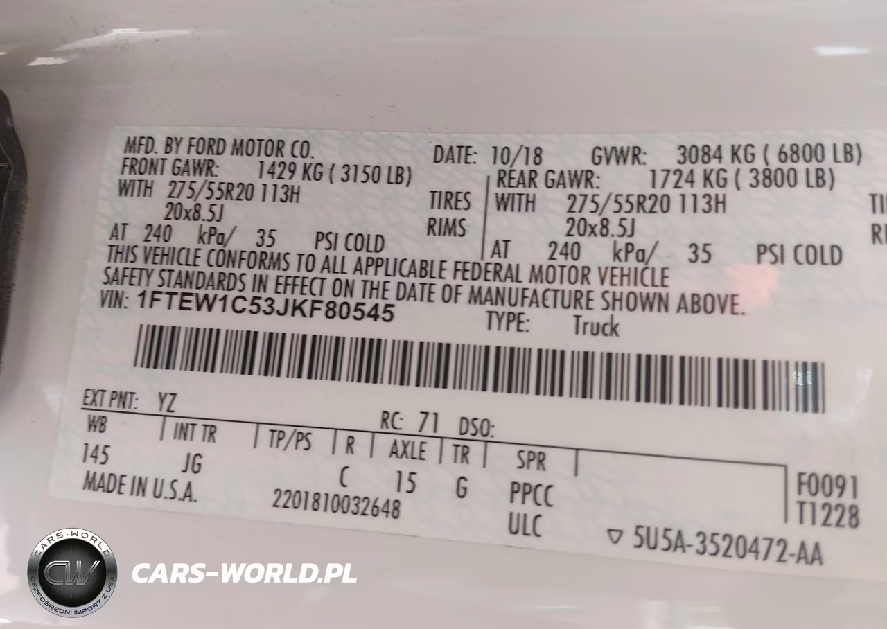 2018 Ford F-150 Xl VIN:1FTEW1C53JKF80545 - 4