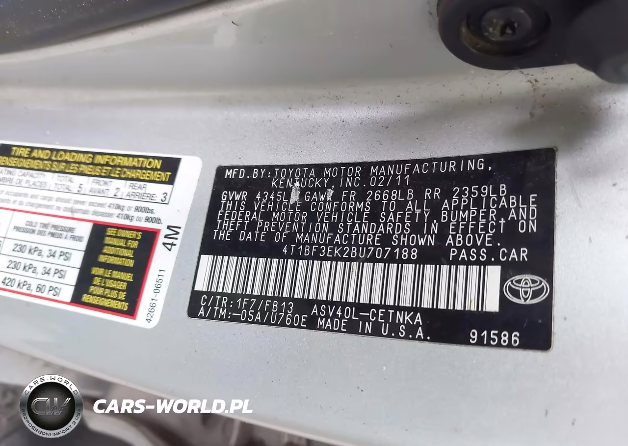 2011 Toyota Camry VIN:4T1BF3EK2BU707188 - 9