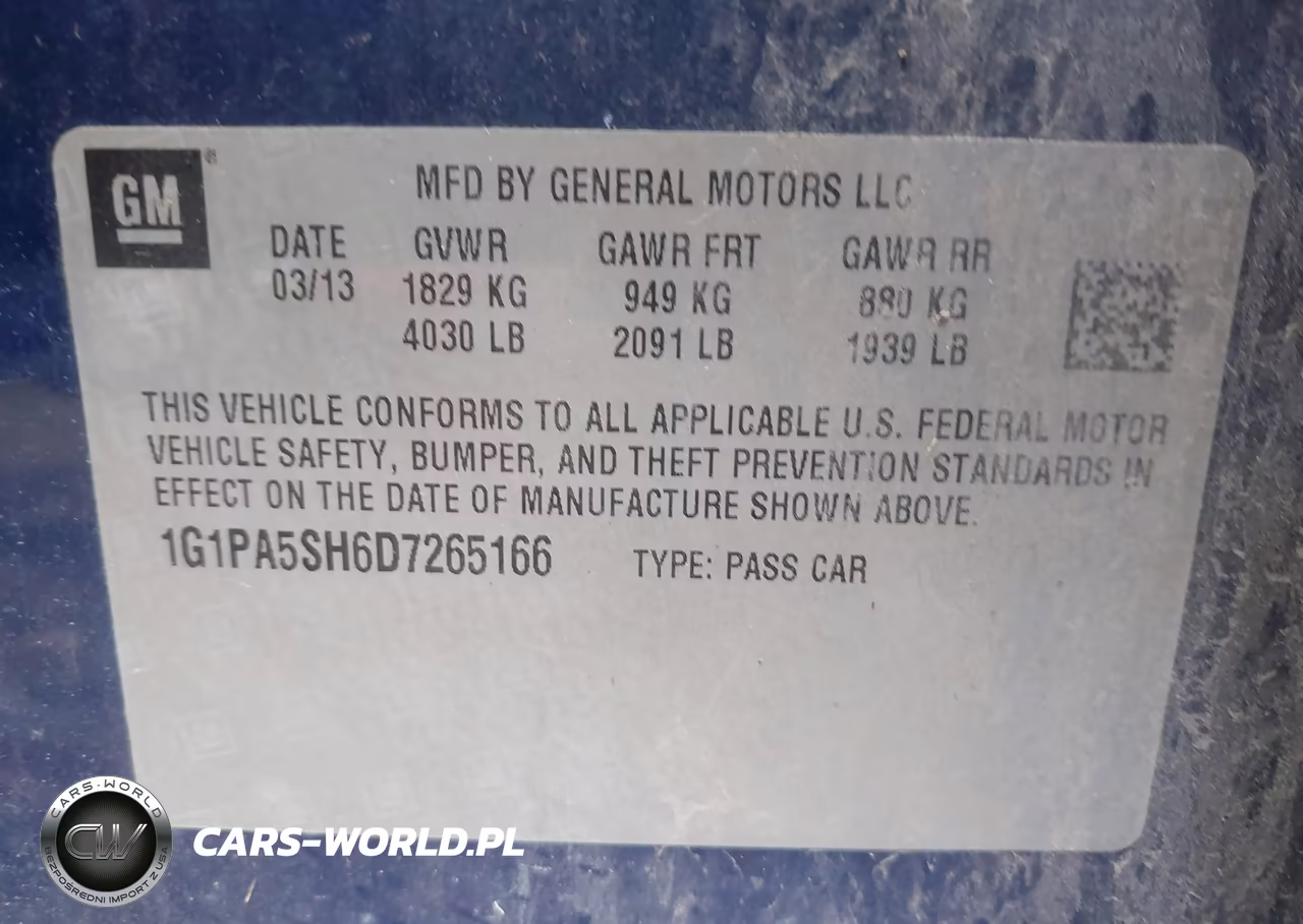 2013 Chevrolet Cruze Ls Auto VIN:1G1PA5SH6D7265166 - 9