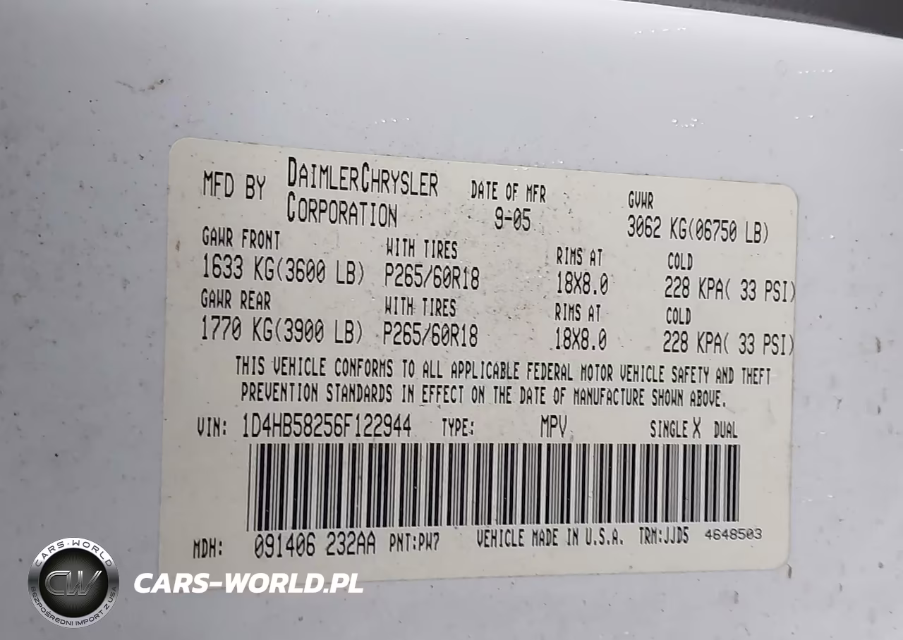2006 Dodge Durango Limited VIN:1D4HB58256F122944 - 9