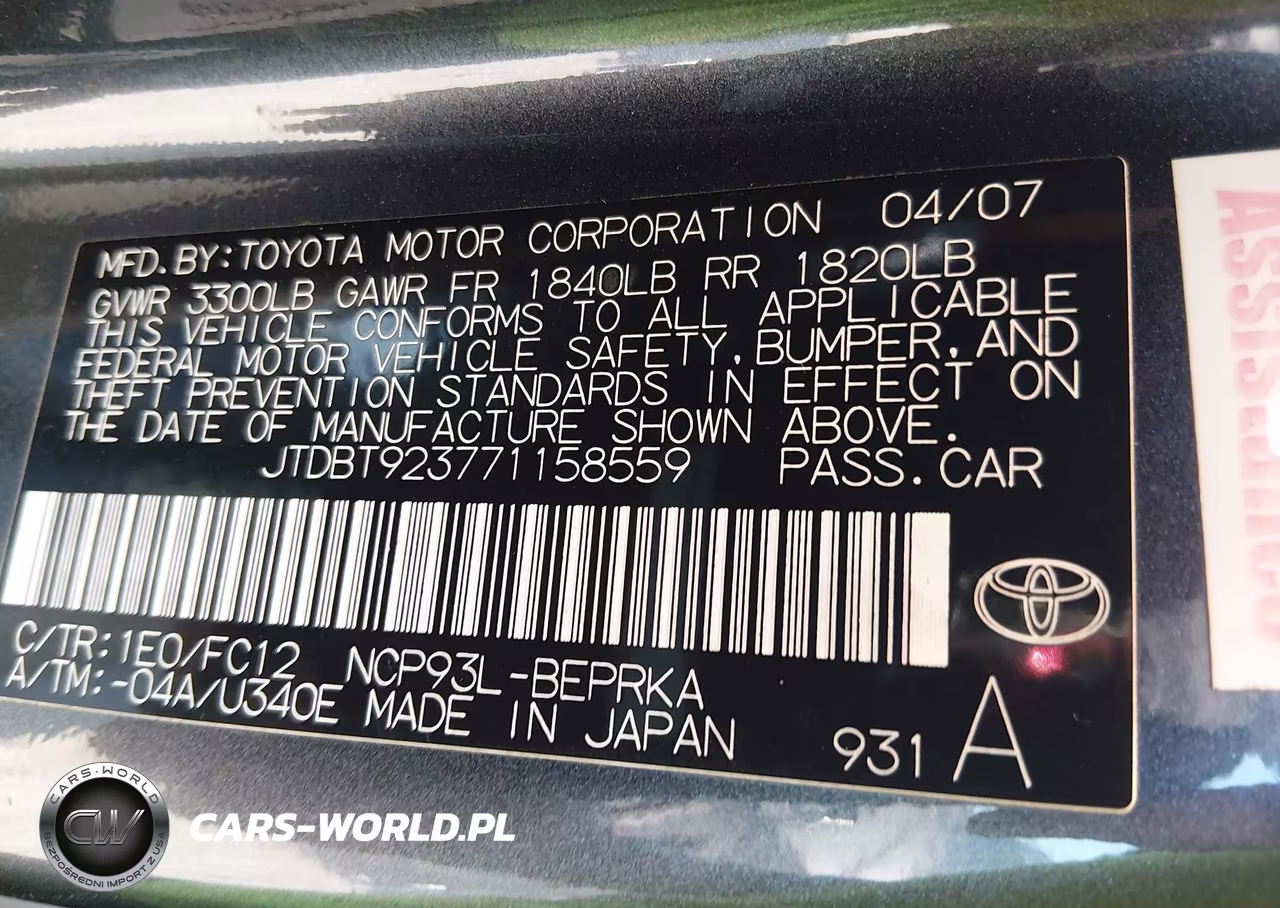 2007 Toyota Yaris VIN:JTDBT923771158559 - 9