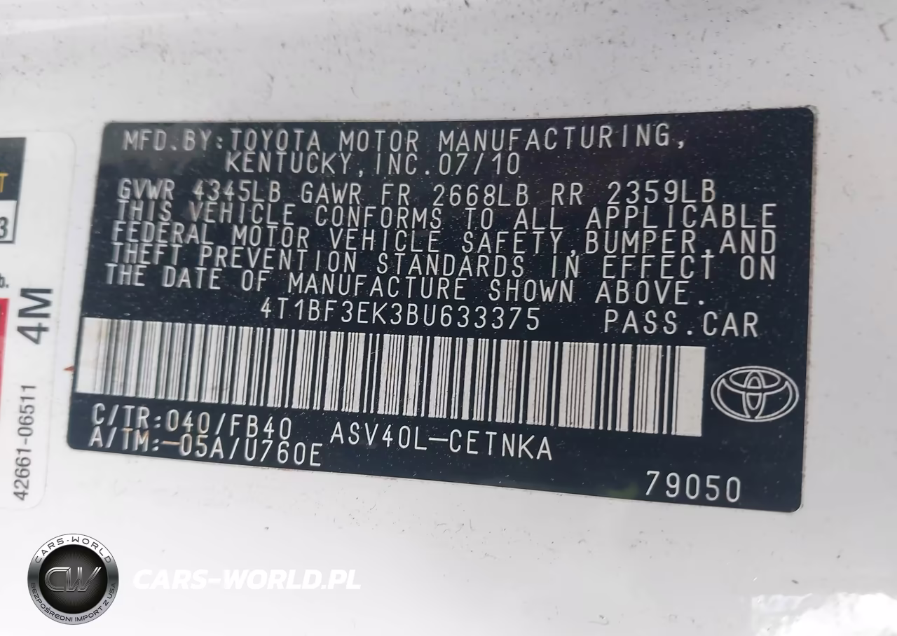 2011 Toyota Camry Le VIN:4T1BF3EK3BU633375 - 9