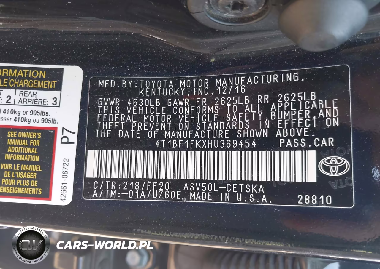 2017 Toyota Camry Se VIN:4T1BF1FKXHU369454 - 9