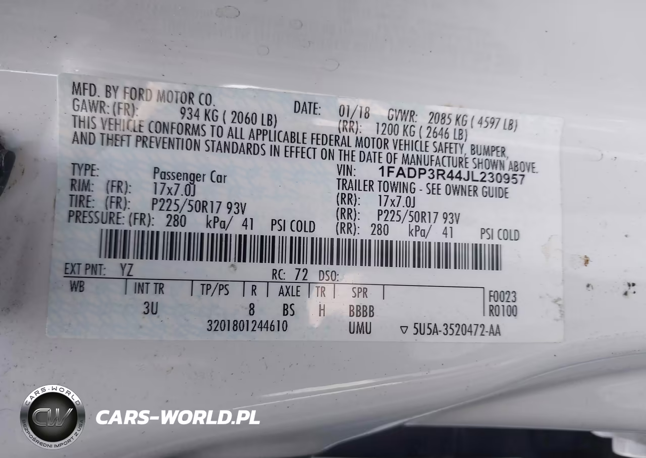 2018 Ford Focus Electric VIN:1FADP3R44JL230957 - 9