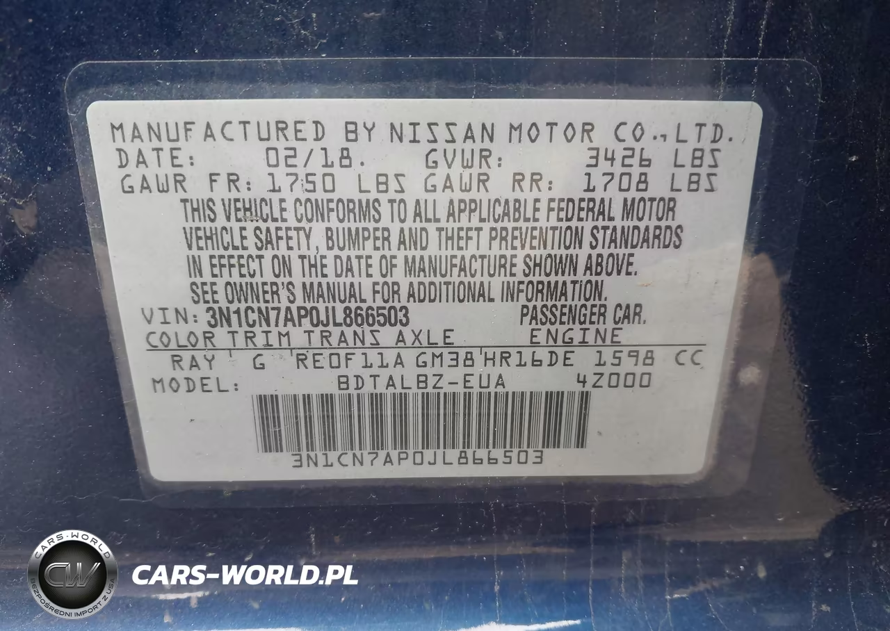 2018 Nissan Versa 1.6 Sv VIN:3N1CN7AP0JL866503 - 9