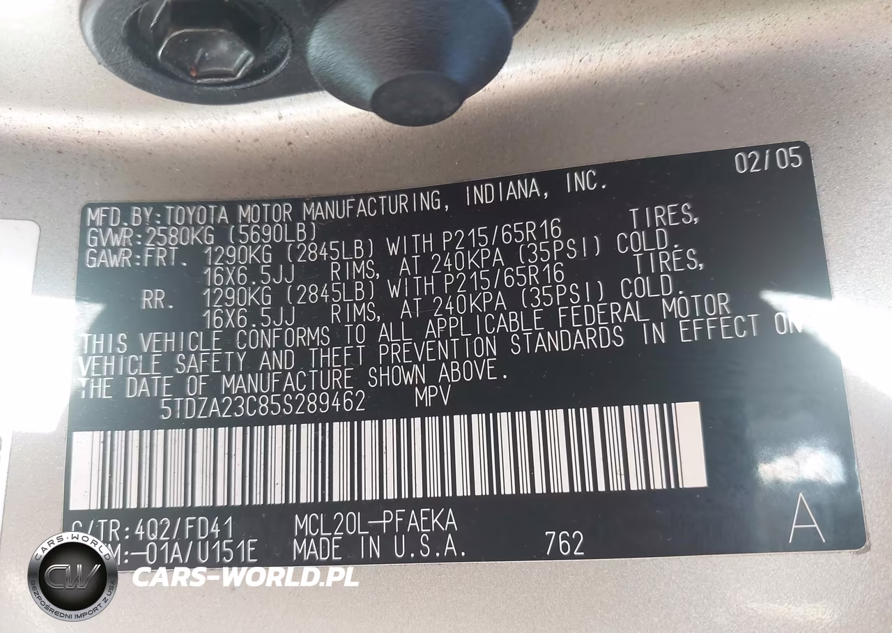 2005 Toyota Sienna Ce VIN:5TDZA23C85S289462 - 9