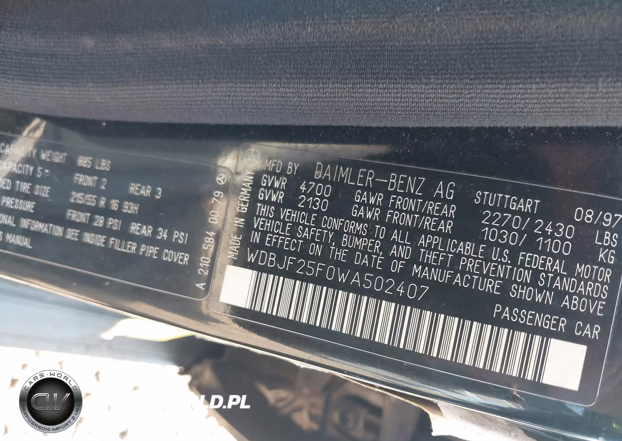 1998 Mercedes-Benz E 300 Diesel VIN:WDBJF25F0WA502407 - 9