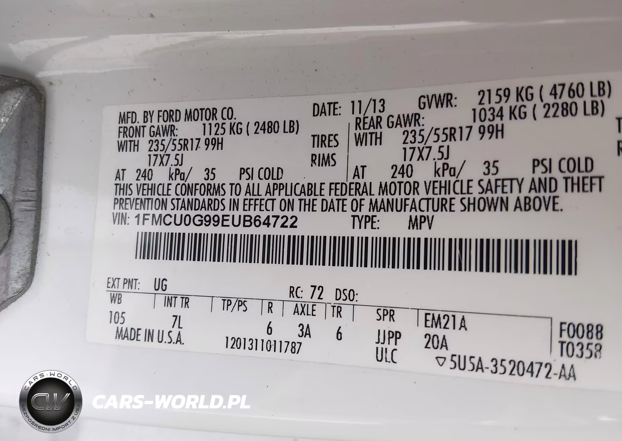 2014 Ford Escape Se VIN:1FMCU0G99EUB64722 - 9