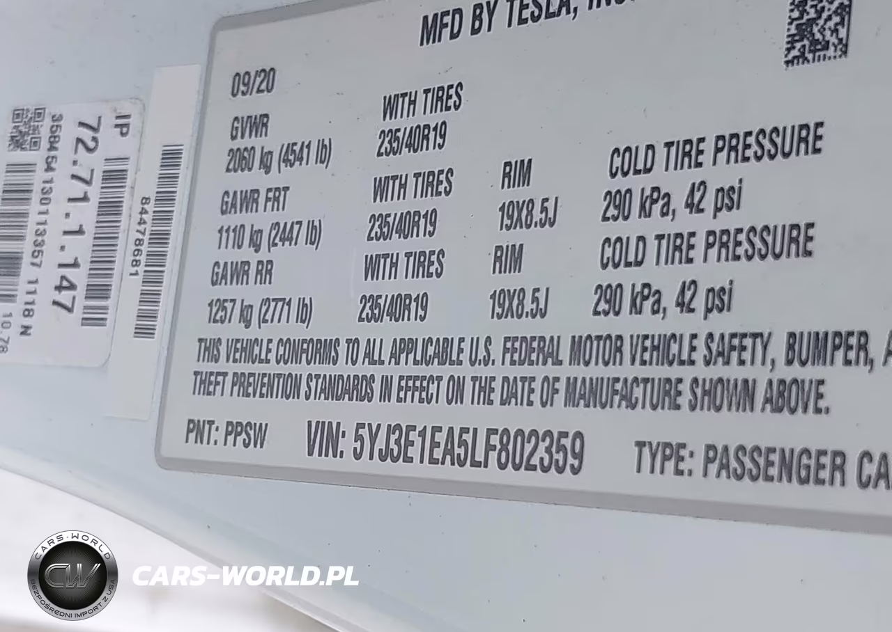 2020 Tesla Model 3 VIN:5YJ3E1EA5LF802359 - 9