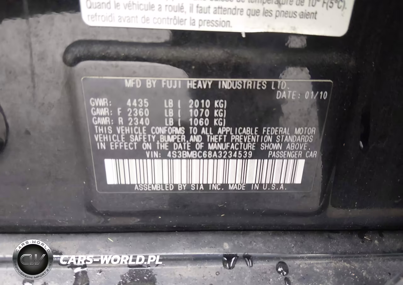 2010 Subaru Legacy 2.5I Premium VIN:4S3BMBC68A3234539 - 9