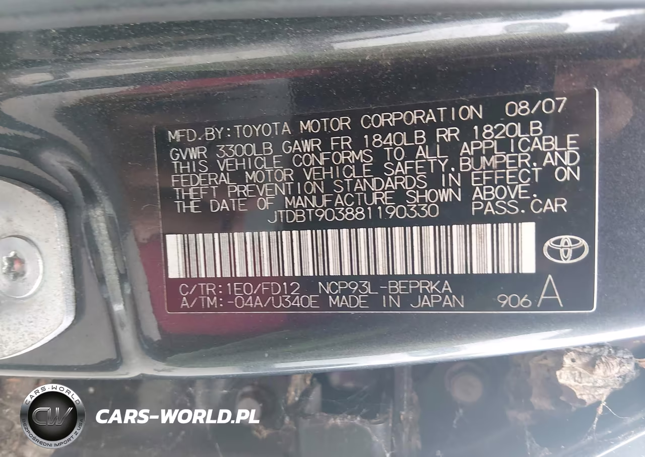 2008 Toyota Yaris VIN:JTDBT903881190330 - 9