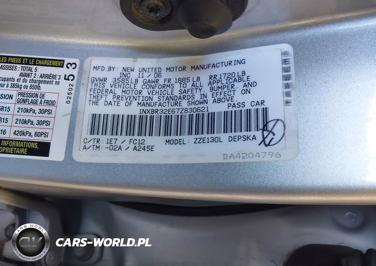 2007 Toyota Corolla S VIN:1NXBR32E67Z830621 - 9