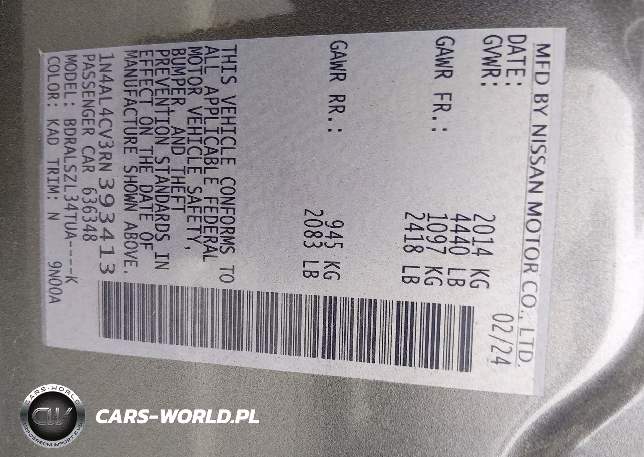 2024 Nissan Altima Sr Vc-Turbo Fwd VIN:1N4AL4CV3RN393413 - 9